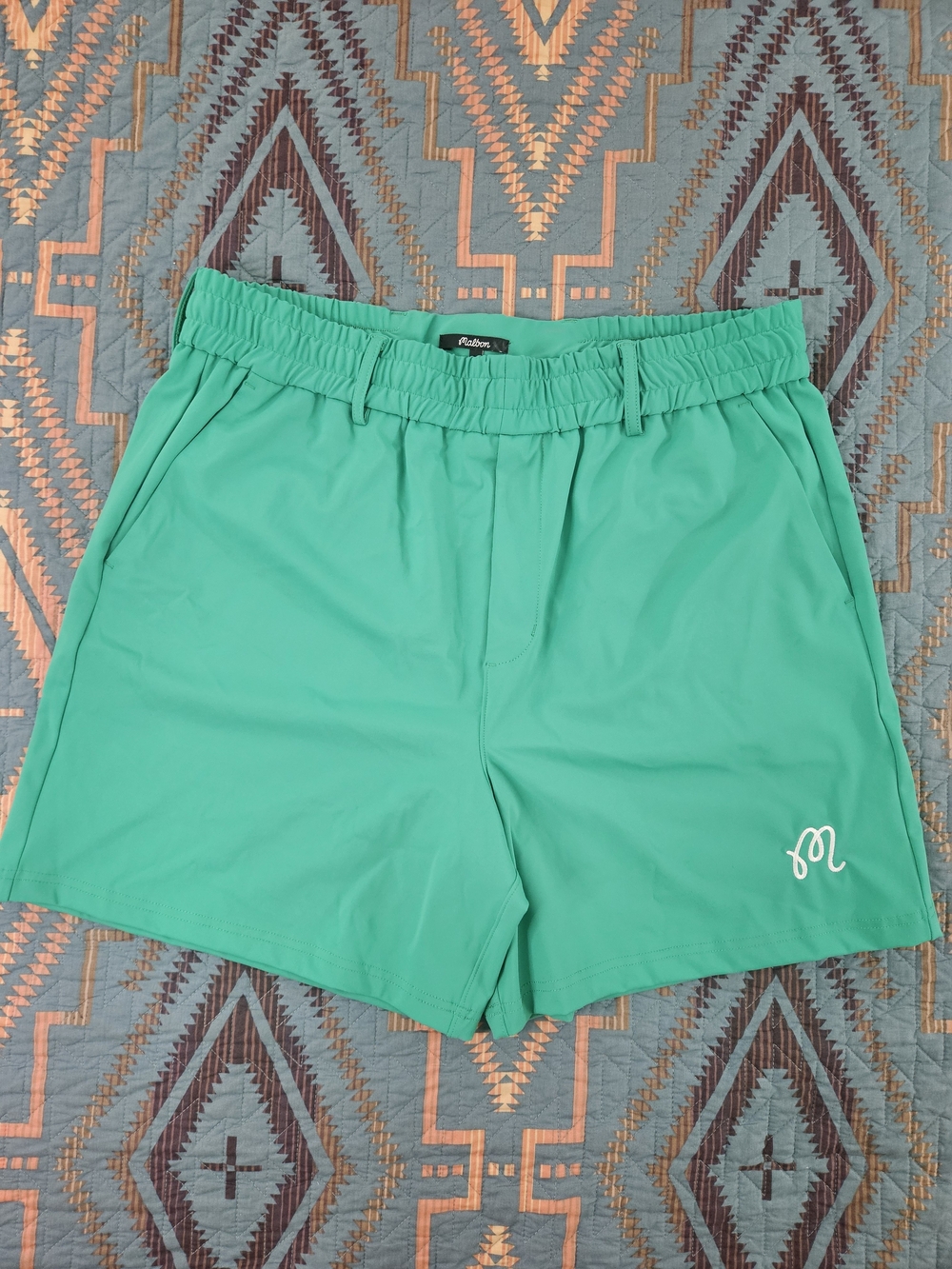 Men's Athletic Shorts in Bright Teal with Elastic Waist